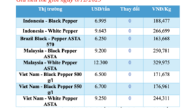 Giá tiêu hôm nay 8/12/2025: Cao nhất 149.000 đồng/kg