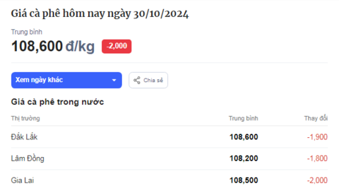 Giá cà phê đồng loạt giảm, nông dân thiếu động lực thu hoạch sớm