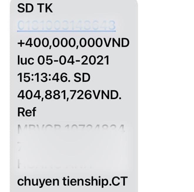 Khách hàng chuyển nhầm cho chú Thái 400 triệu đồng.