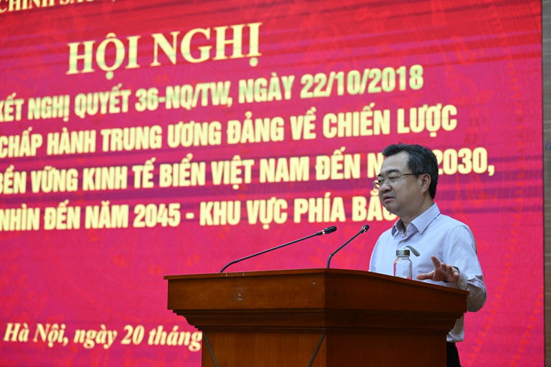 Đồng chí Nguyễn Thanh Nghị, Ủy viên Bộ Chính trị, Bí thư Trung ương Đảng, Trưởng Ban Chính sách, chiến lược Trung ương, Trưởng Ban Chỉ đạo phát biểu tại hội nghị. Ảnh: Nguyên Khánh