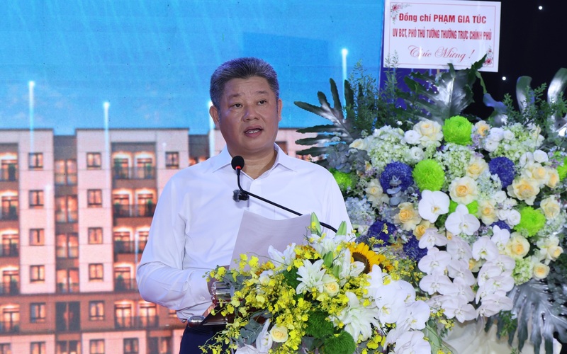 Chủ tịch UBND tỉnh Hưng Yên Nguyễn Mạnh Quyền phát biểu tại buổi lễ - Ảnh: VGP/Phương Nguyên