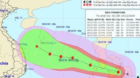 CẬP NHẬT: Tin bão PHANFONE và các chỉ đạo ứng phó
