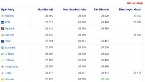Tỷ giá USD hôm nay 26/08/2025: Đồng USD ổn định trở lại