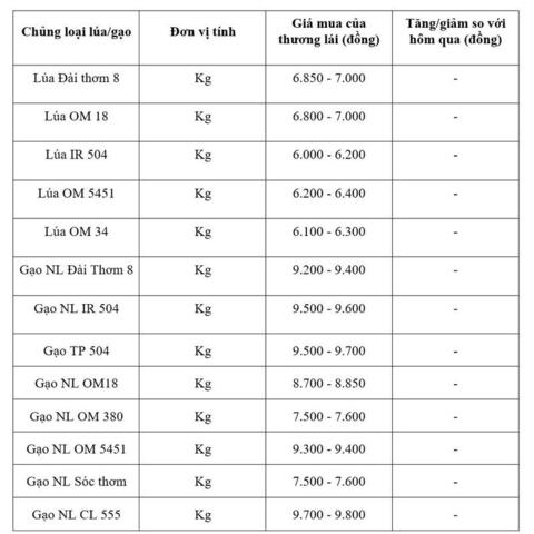 Giá lúa gạo hôm nay ngày 27/7/2026: Tấm thơm tăng nhẹ