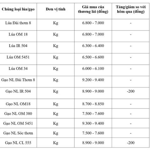 Giá lúa gạo hôm nay ngày 27/8/2026: Gạo xuất khẩu giảm