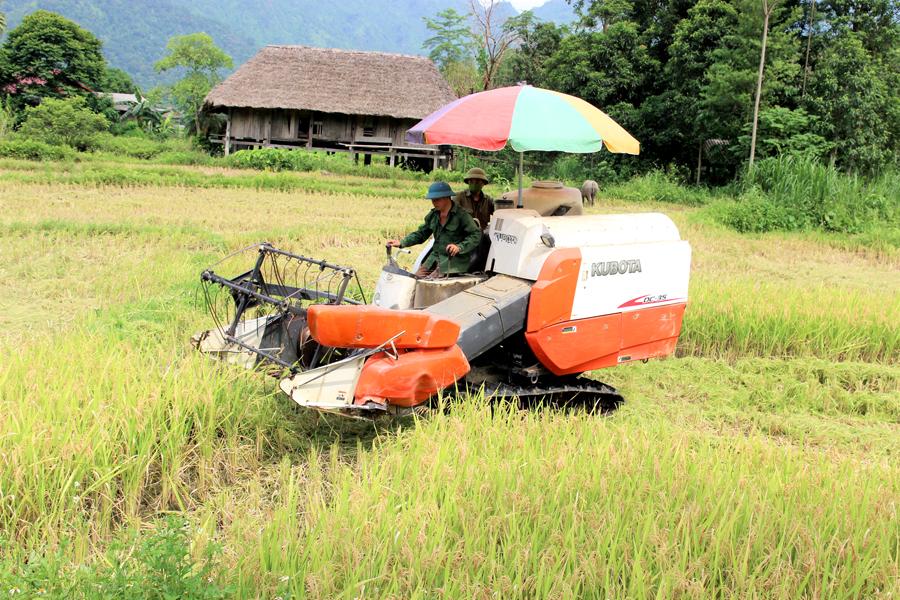 Nông dân huyện Xín Mần đưa cơ giới vào đồng ruộng.                                                                                                                            Ảnh: VĂN NGHỊ