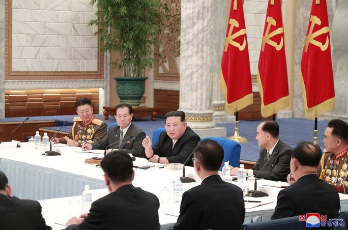 Nhà lãnh đạo Kim Jong-un tại cuộc họp mới nhất của Quân ủy Trung ương Đảng Lao động Triều Tiên. Ảnh: KCNA.