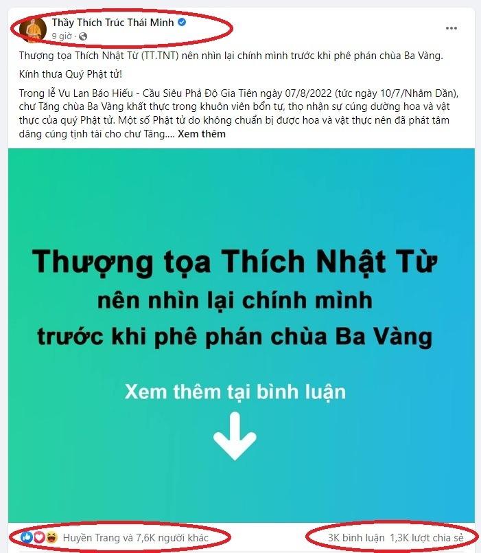 Dân tình sốt xình xịch chuyện cúng tiền mặt ở Chùa Ba Vàng, lời qua tiếng lại của các nhà tu hành triệu follower