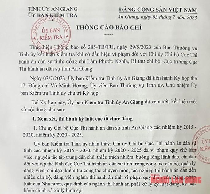 An Giang: Hàng loạt cán bộ thi hành án bị kỷ luật - Ảnh 4.