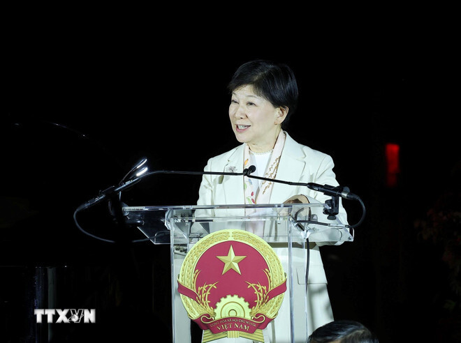 Phó Tổng Thư ký kiêm Đại diện cao cấp của Liên hợp quốc về giải trừ quân bị Izumi Nakamitsu dự và phát biểu chúc mừng. Ảnh: Lâm Khánh/TTXVN