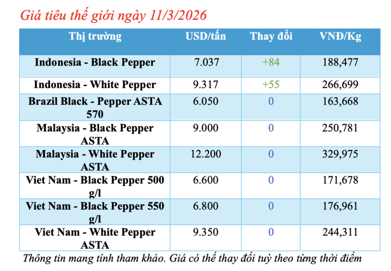 Giá tiêu hôm nay 11/3/2026: Tiếp tục đi ngang - 2