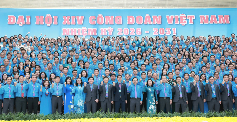 Đại hội XIV Công đoàn Việt Nam quy tụ 780 đại biểu ưu tú, mang theo ý chí, nguyện vọng và trí tuệ của gần 10 triệu đoàn viên công đoàn cả nước. Ảnh: Quang Vinh