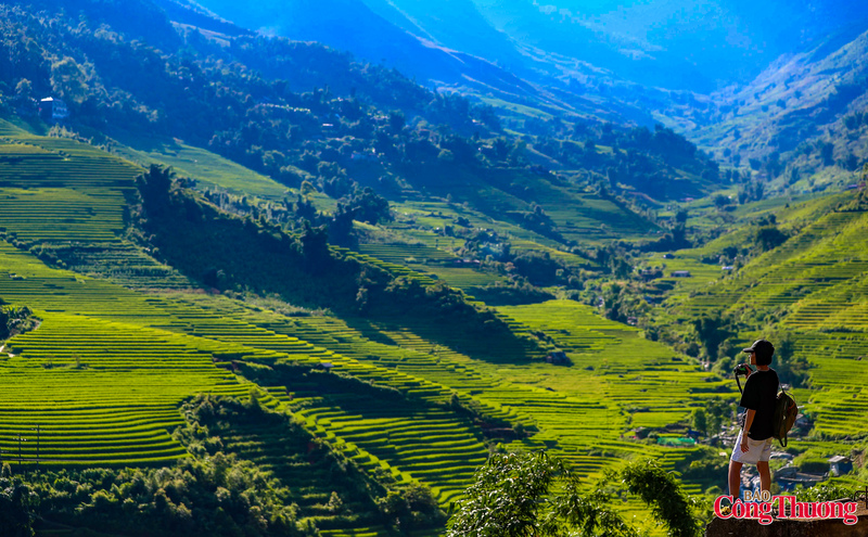 Nhiều người thích thú khi tận mắt chứng kiến cảnh những thửa ruộng bậc thang xanh rì, bà con làm nông, nhặt cỏ, tưới tiêu, chăm sóc mùa vụ…