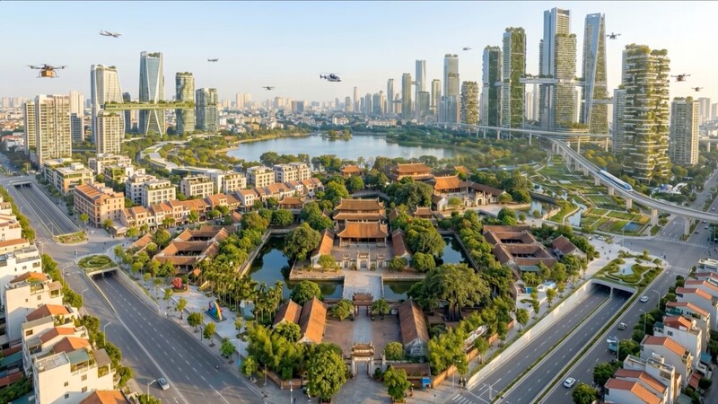 Trên nền tảng quy hoạch dài hạn, Hà Nội đặt mục tiêu kiến tạo không gian phát triển hiện đại, bền vững. Hình ảnh mô phỏng