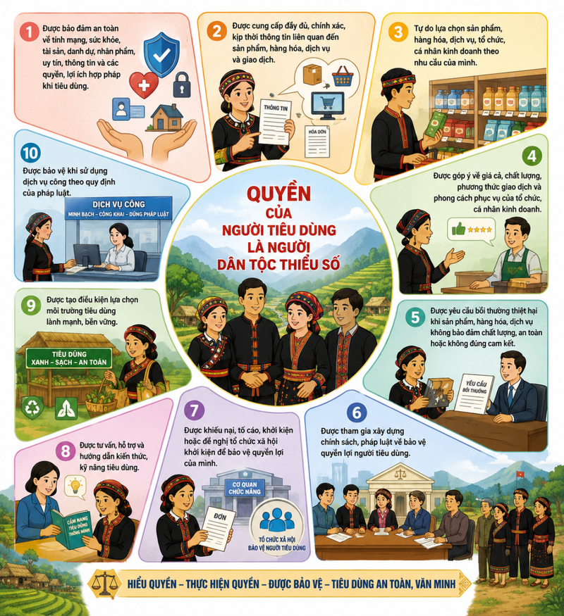 Bảo đảm quyền và lợi ích cho nhóm người tiêu dùng dễ bị tổn thương (trong đó có người dân tộc thiểu số) là chủ trương xuyên suốt của Đảng, Nhà nước. Ảnh: Uỷ ban Cạnh tranh Quốc gia