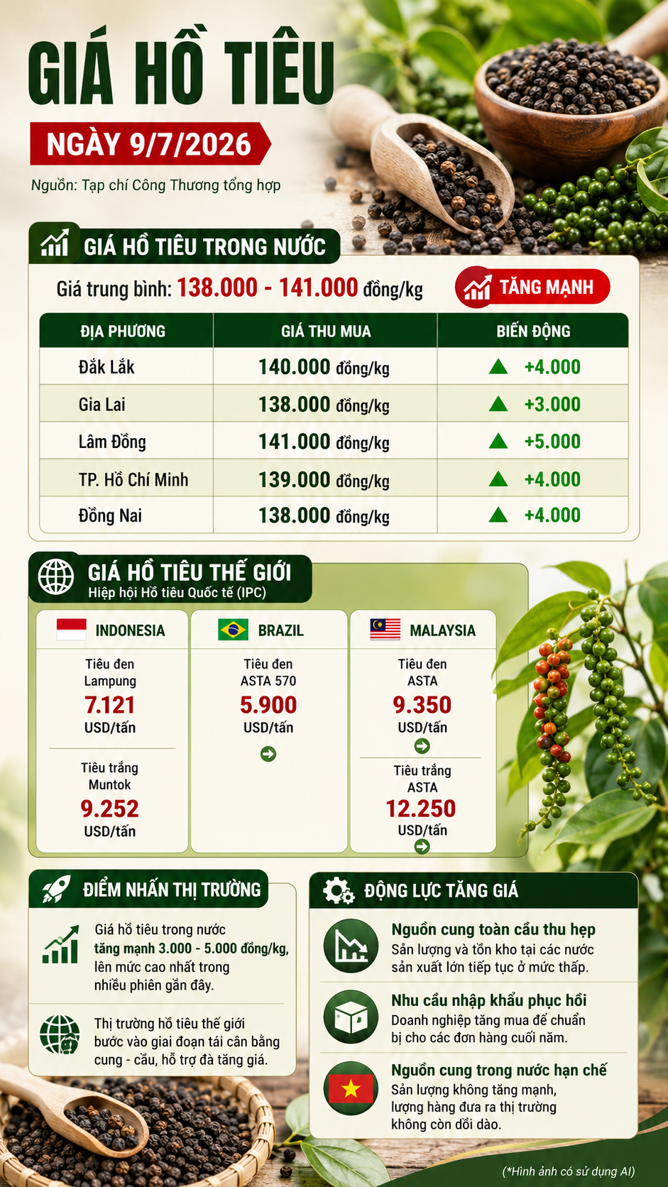 giá tiêu hôm nay