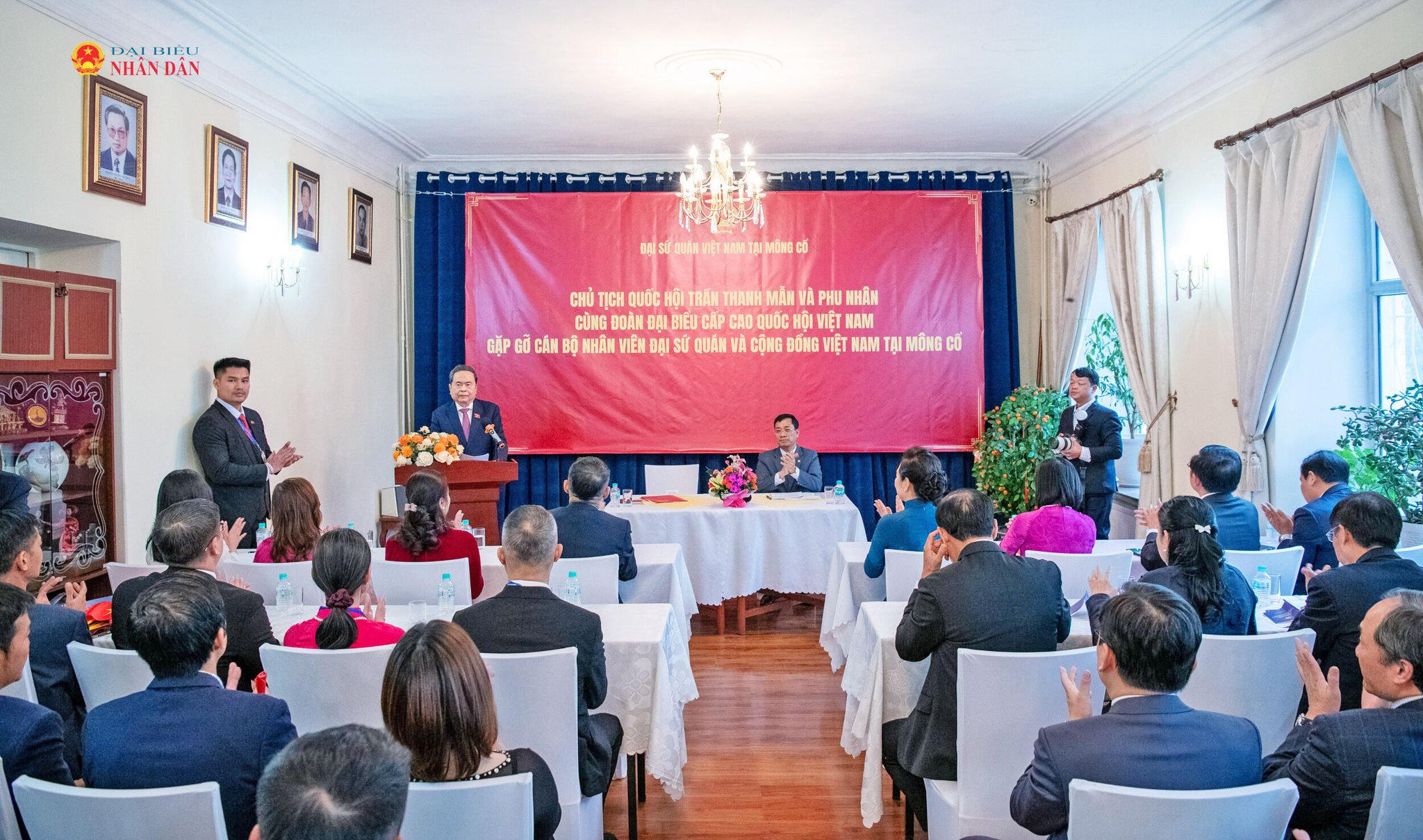 Chủ tịch Quốc hội Trần Thanh Mẫn phát biểu tại cuộc gặp mặt.