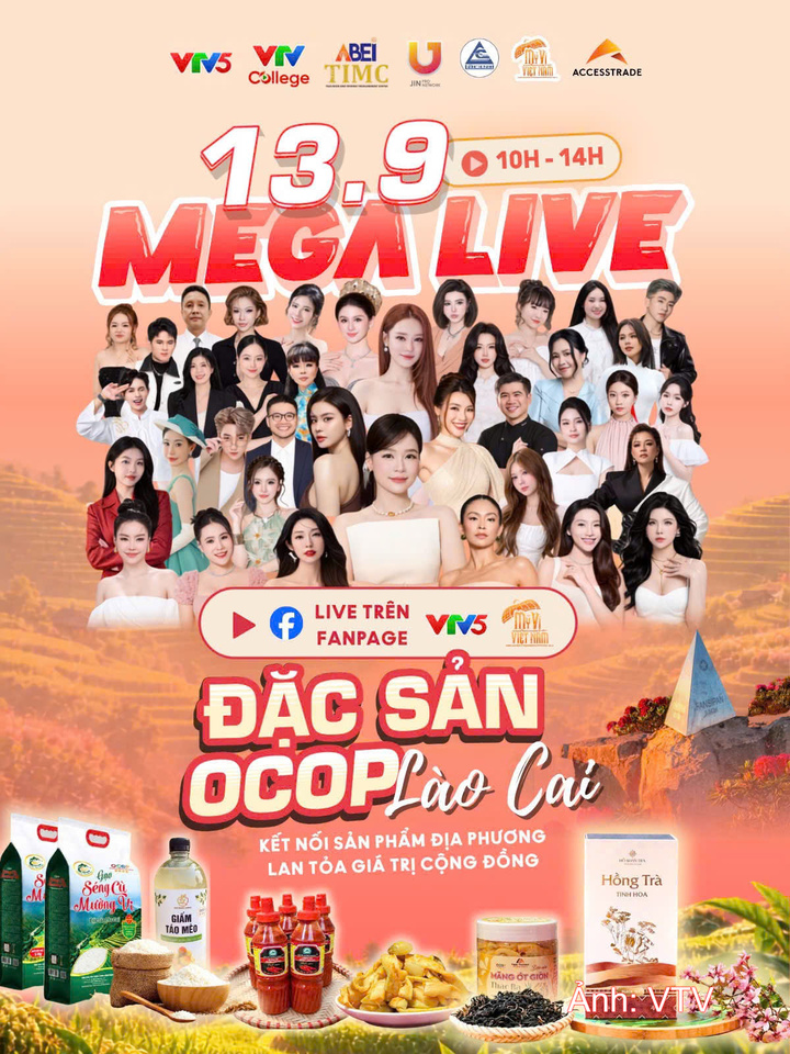 Hơn 2.000 sản phẩm OCOP của tỉnh Lào Cai đã được bán ra trong phiên Mega Livestream ngày 13/9. Ảnh: VTV