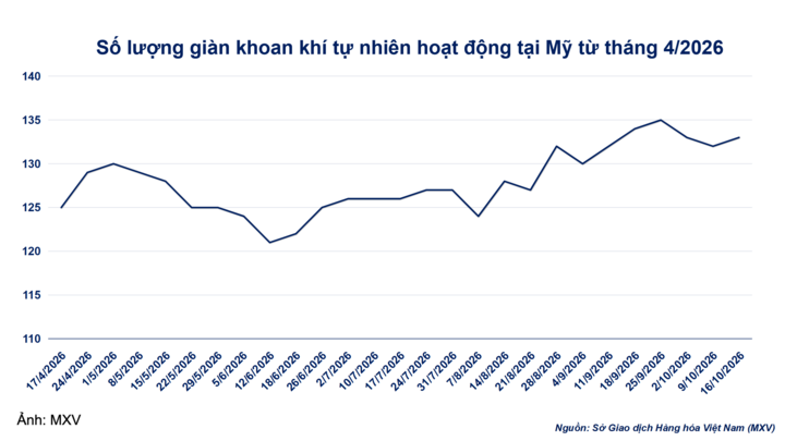 Số lượng giàn khoan khí tự nhiên tại Mỹ.